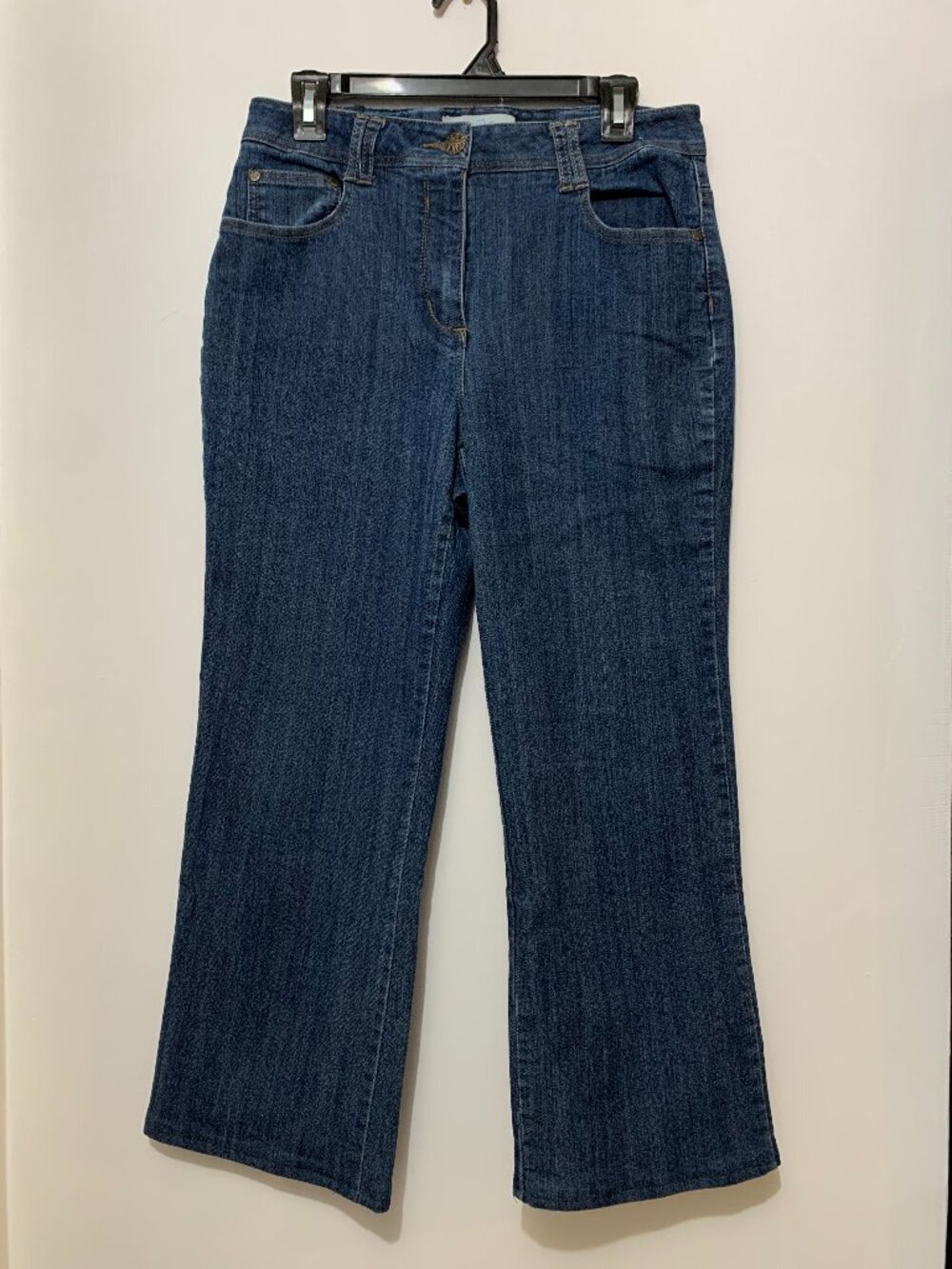 Penmans Blue Denim Cropped Wide Leg Jeans Size 12 Natural Fit Dark Wash Stretch